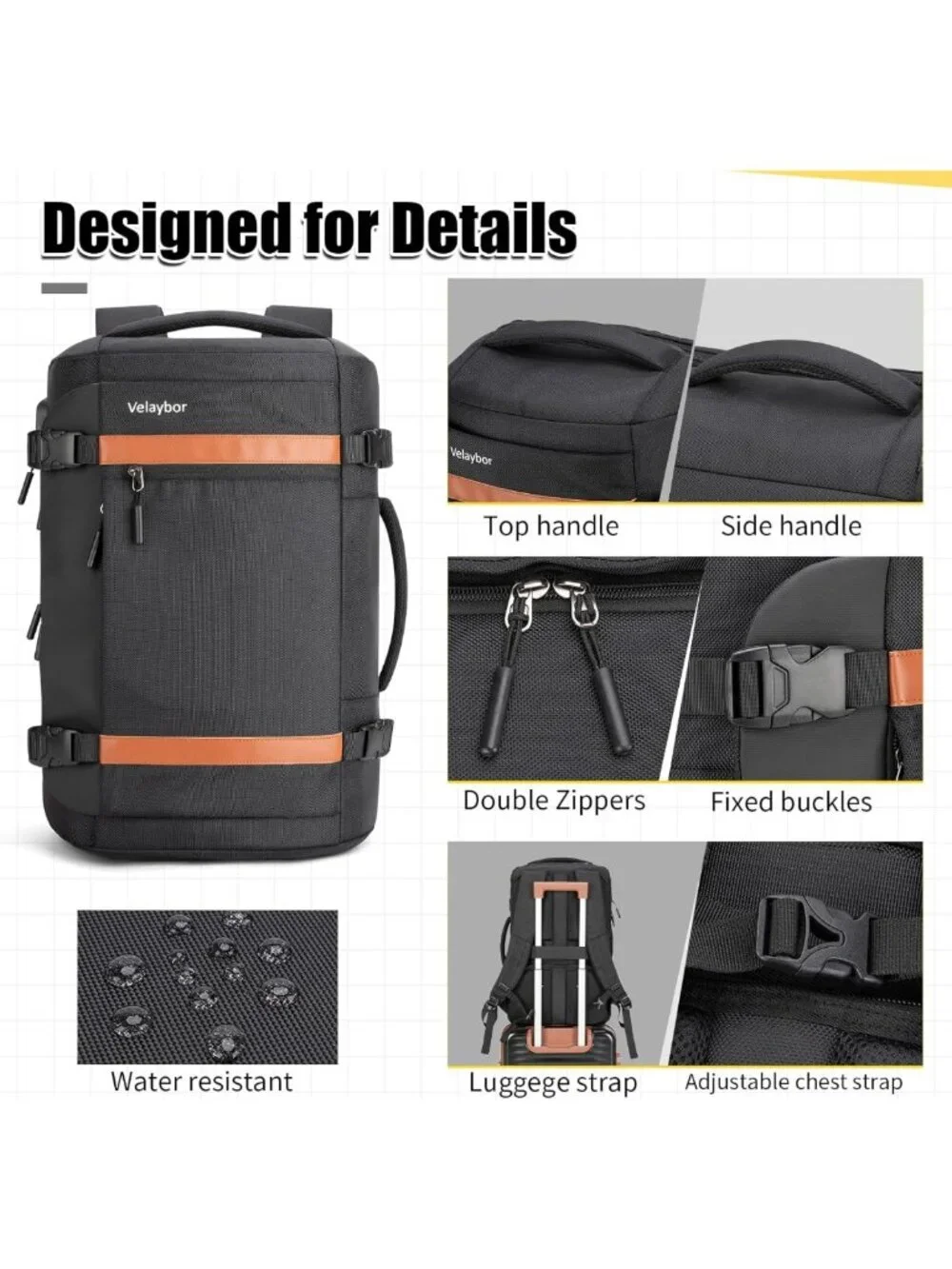 42L Travel Backpack with 4 Packing Cubes, TSA Approved, Water-Resistant, Fits